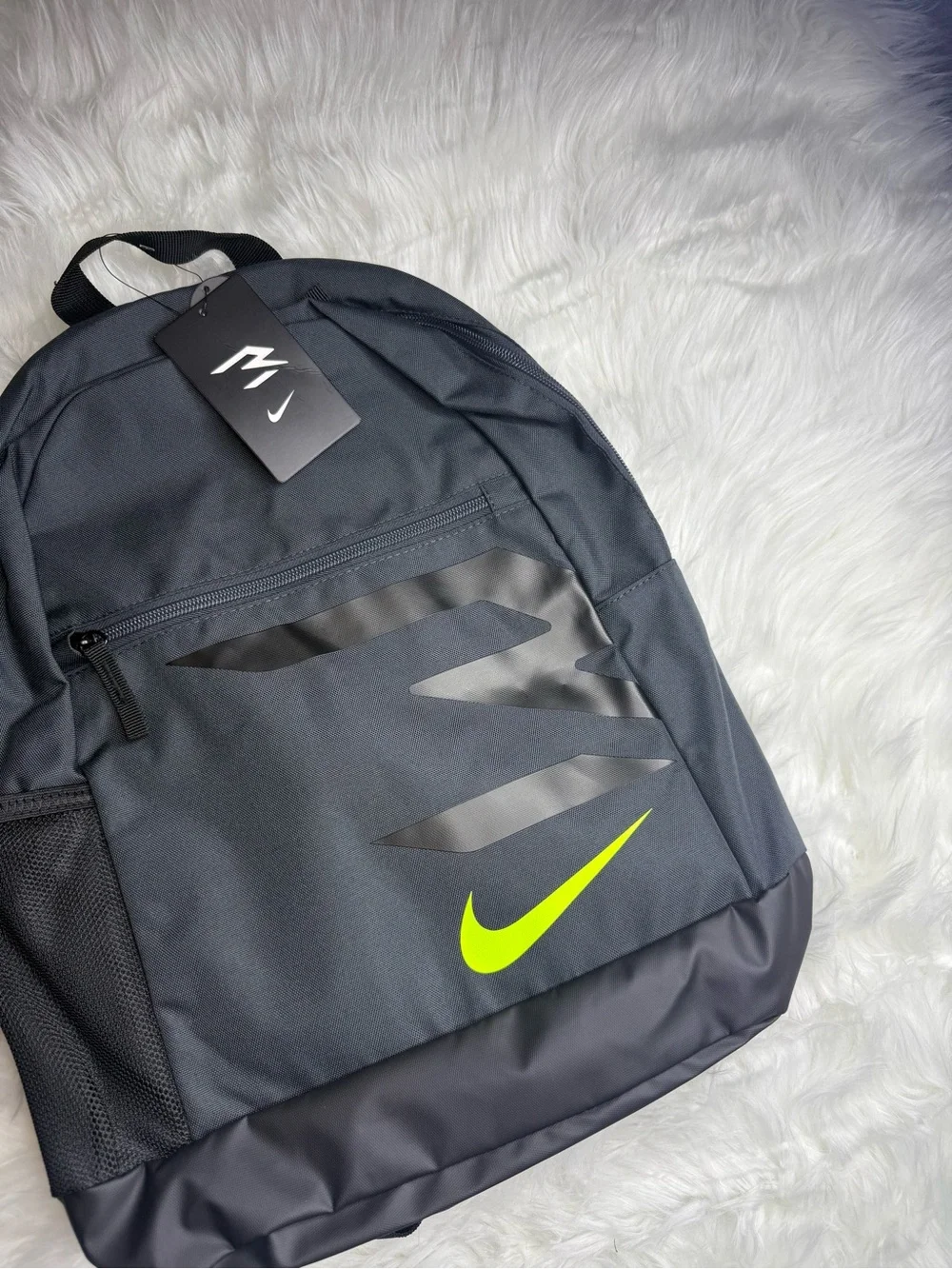 Nike Black Backpack with Neon Yellow Swoosh